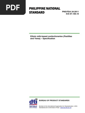 Pns Fda 34 2011 Milk Based Confectioneries Specs Pdf Packaging And Labeling Flavor