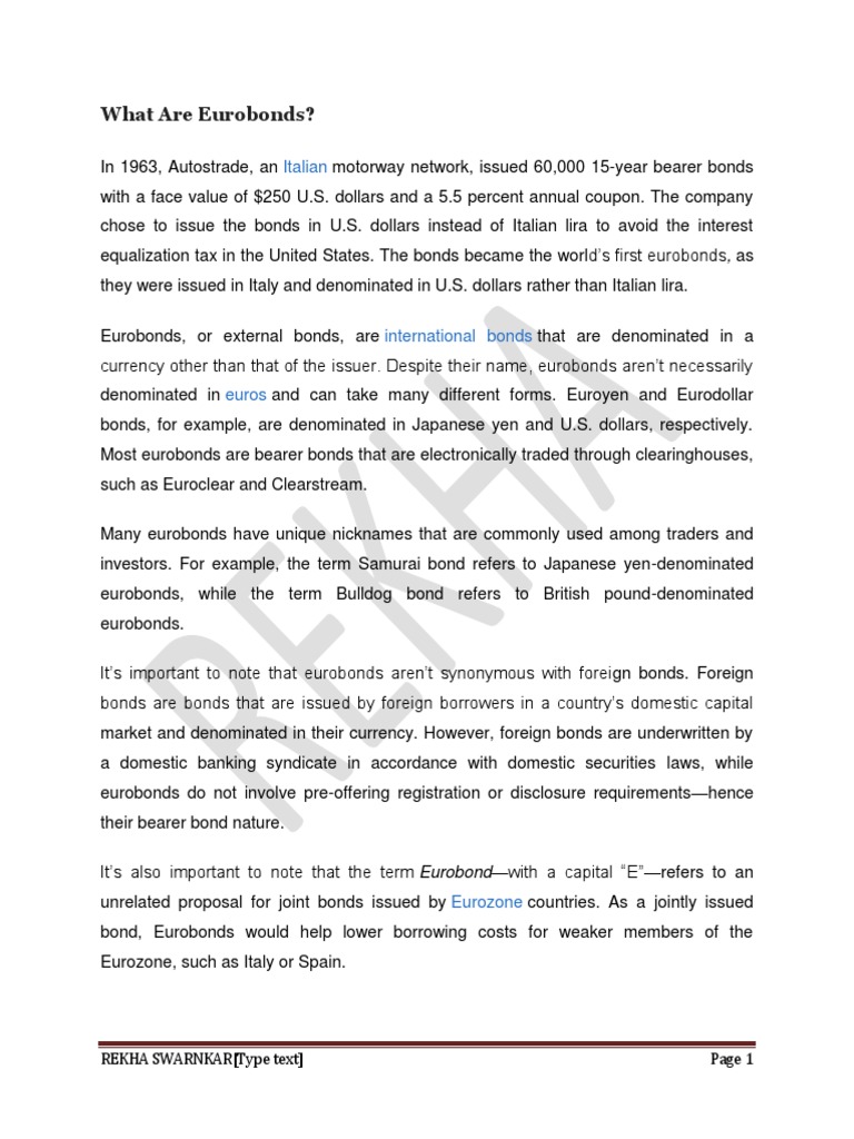 What Are Eurobonds?: Italian | PDF | Libor | Bonds (Finance)