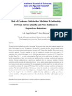 Role of Customer Satisfaction Mediated Relationship Between Service Quality and Price Fairness On Repurchase Intentions
