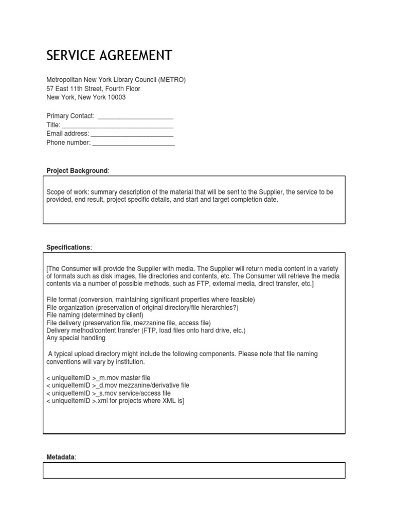 Service Agreement: Project Background | PDF | File Format | Computer File