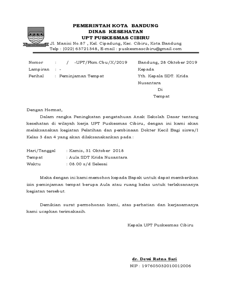 Surat Peminjaman Aula SDT Krida | PDF | Karier & Perke…