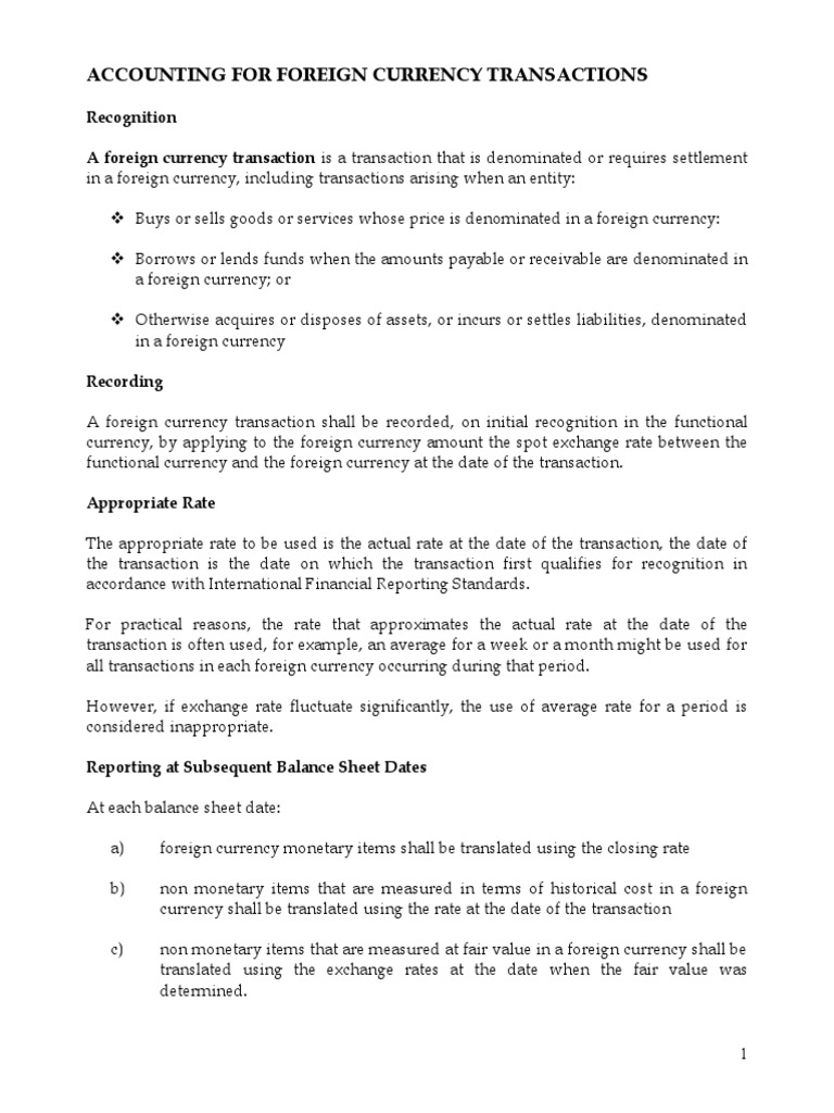 Accounting for Foreign Currency Transactions | PDF | Financial ...