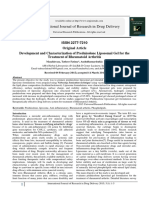 Development and Characterization of Prednisolone Liposomal Gel For The Treatment of Rheumatoid Arthritis