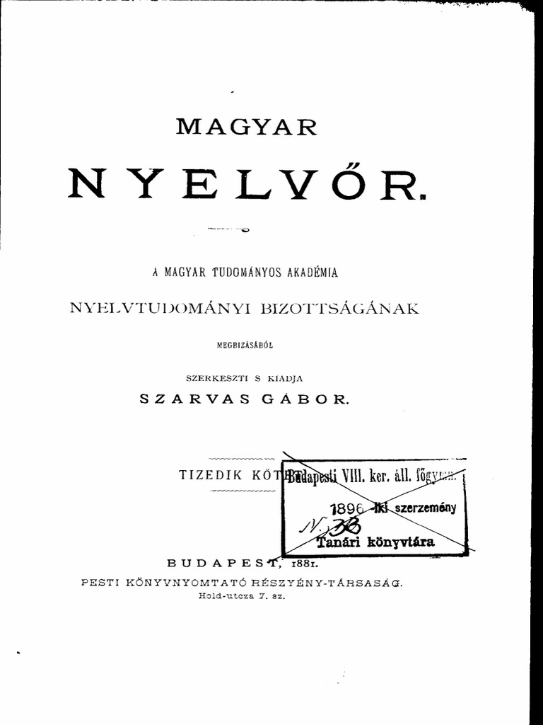 Magyar Nyelvőr - 1881 | PDF