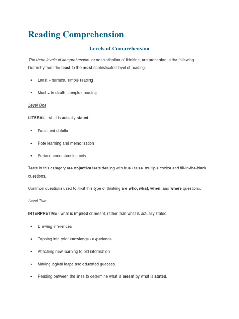 Reading Comprehension | PDF | Motivation | Motivational