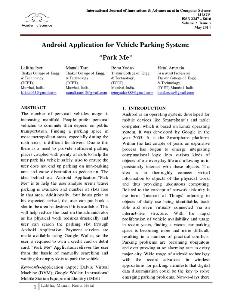 Android Parking App: Park Me System | PDF | Client–Server Model ...
