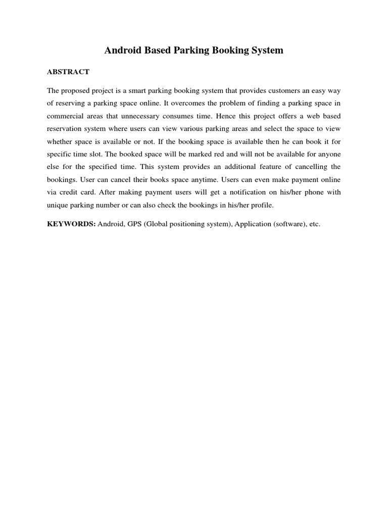 Android Based Parking Booking System Pdf Android Operating System