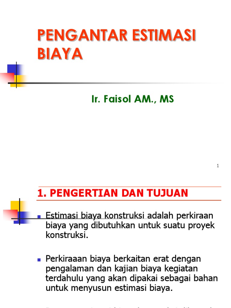 Pengantar Estimasi Biaya