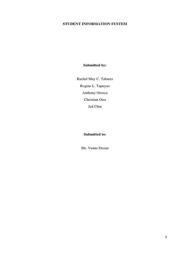 Student Information System PDF Information System Databases