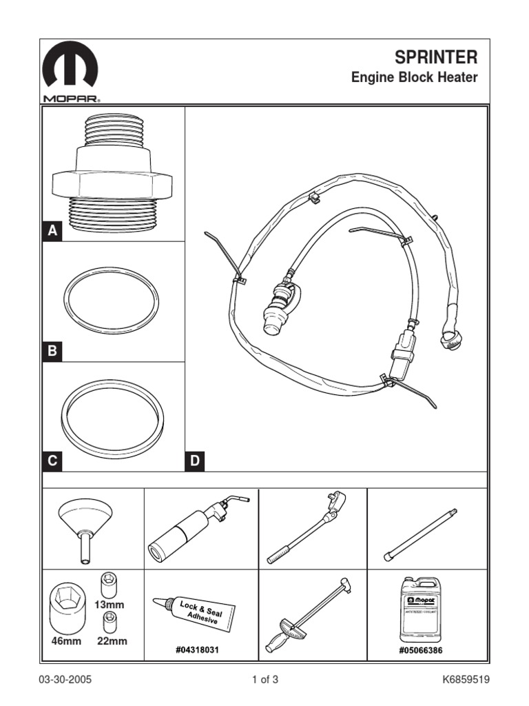 Sprinter Block Heater 82209533 PDF