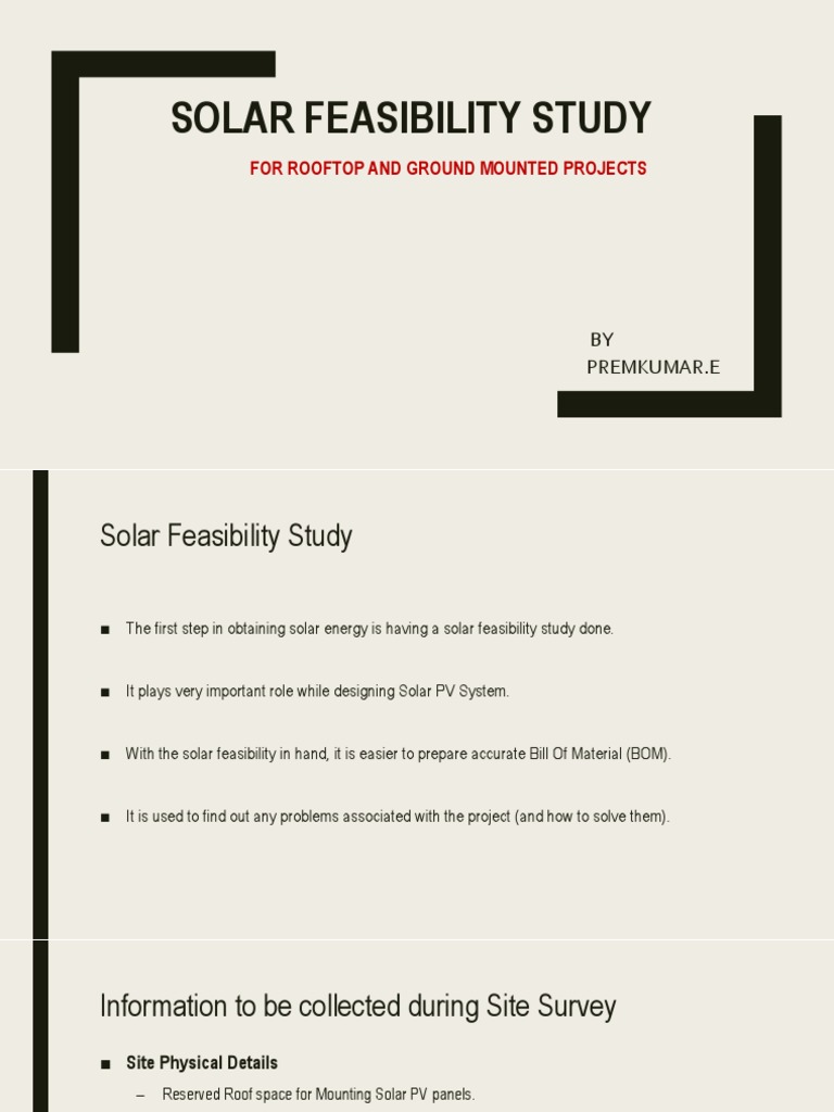 Solar Feasibility Study Guide | PDF | Photovoltaic System | Solar Energy