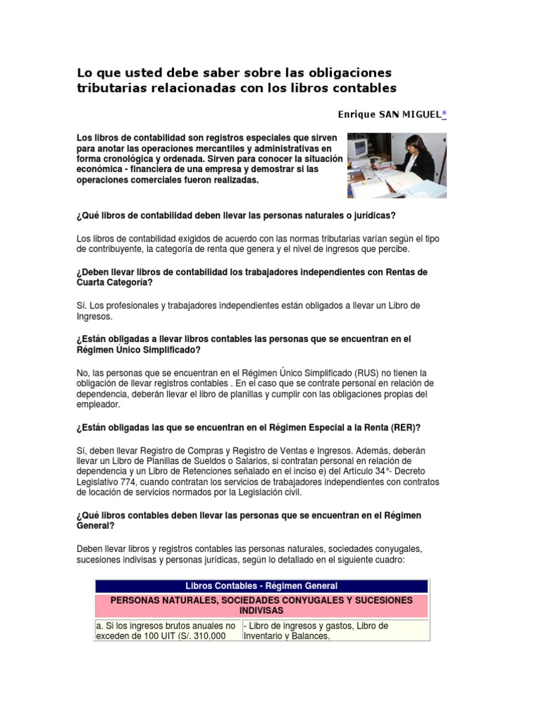 Obligaciones de Libros Contables | PDF | Contabilidad | Gobierno