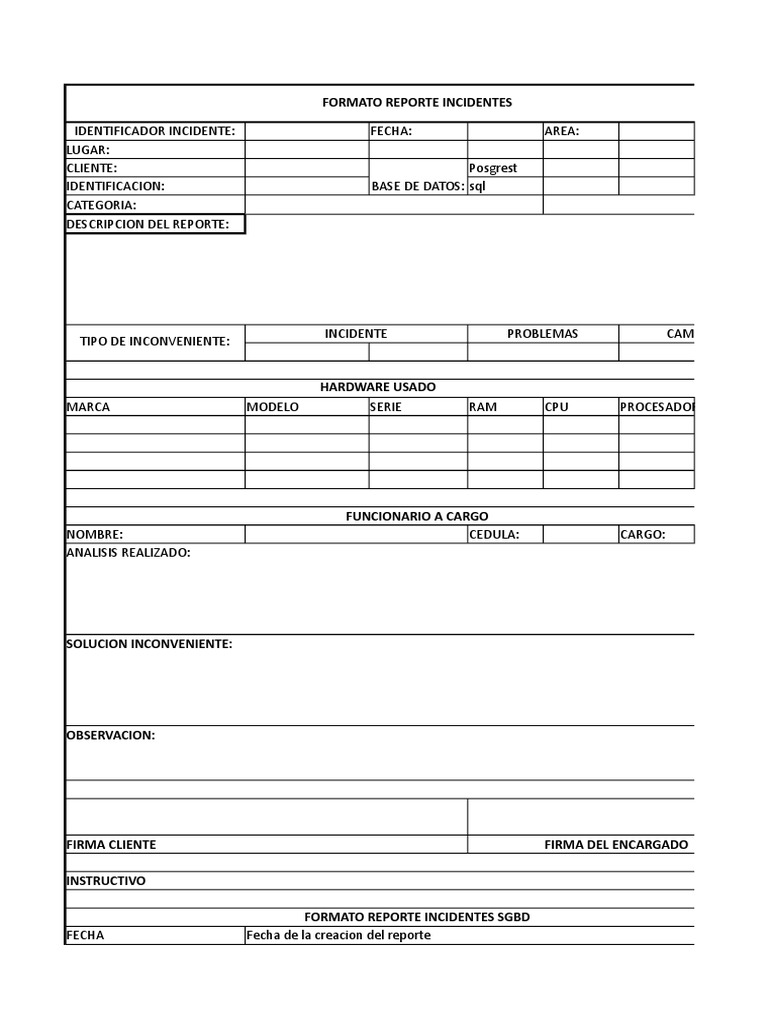 Formato de Incidencias PDF