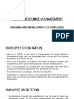 Human Resource Management: Training and Development of Employees