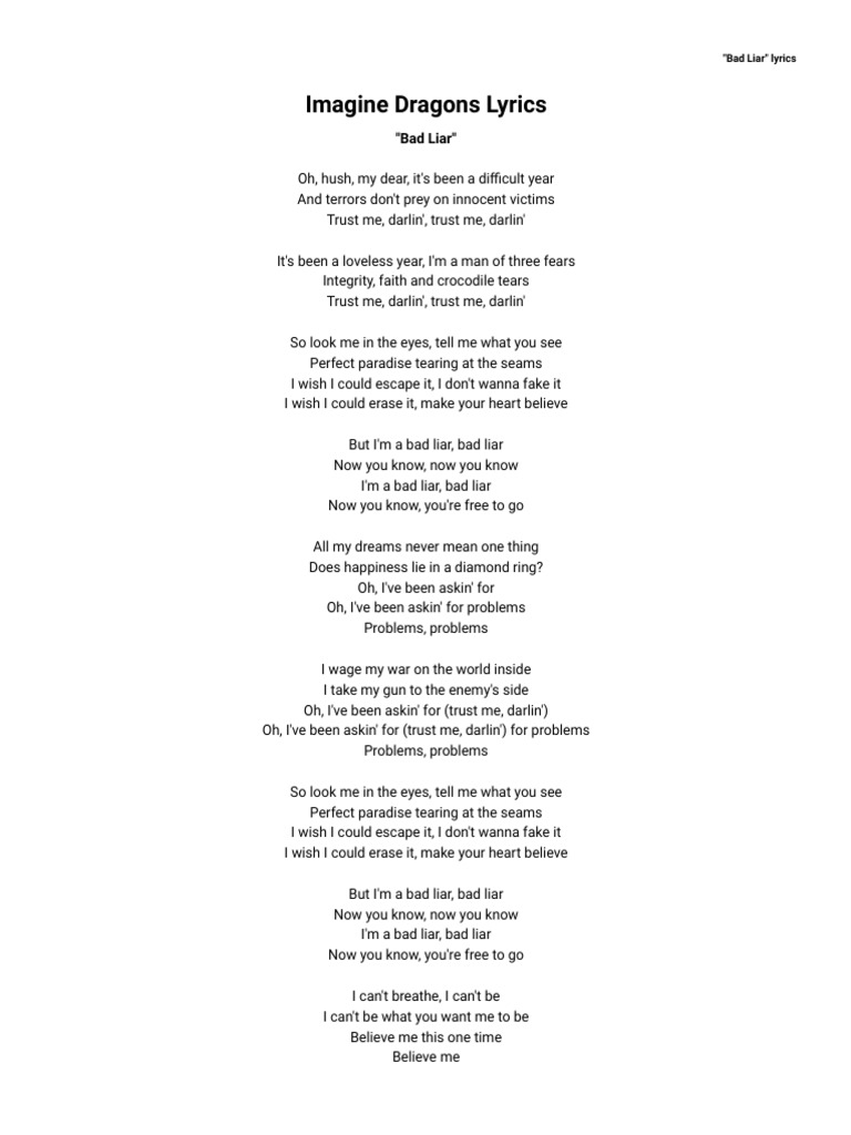 Imagine Dragons Lyrics Alternative Rock Songs Written