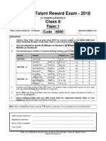 Fiitjee: Talent Reward Exam - 2018