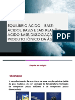 Equilíbrio ácido-base, dissociação da água e pH