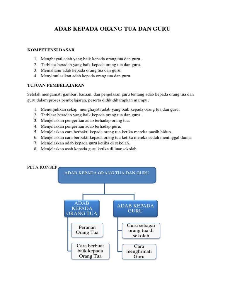 Adab Kepada Orang Tua Dan Guru  PDF
