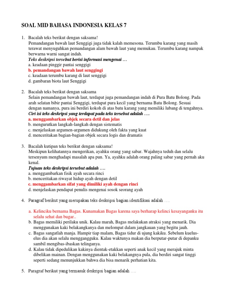 Soal Mid Bh Indo 7