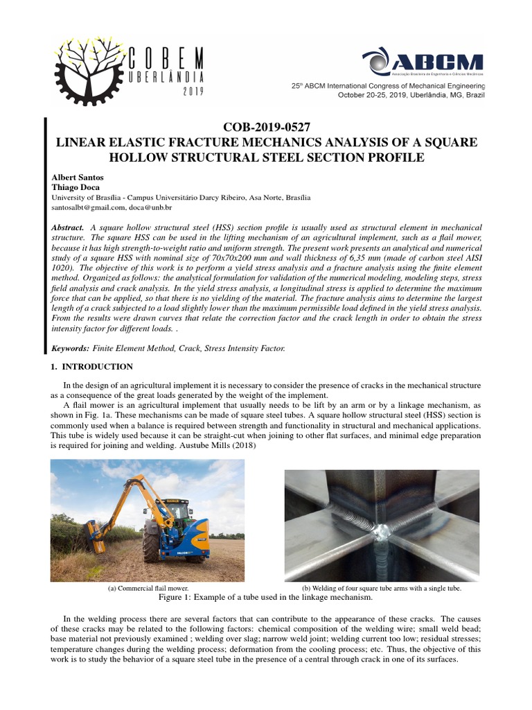 COB-2019-0527 Linear Elastic Fracture Mechanics Analysis of A Square ...