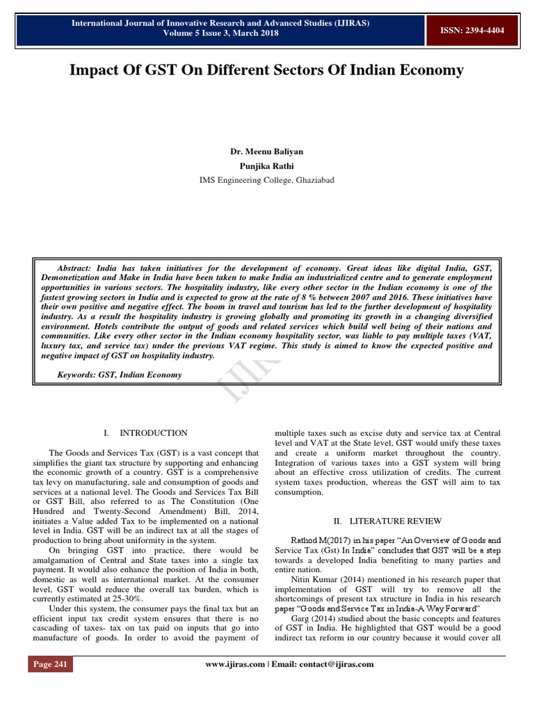 Impact of GST On Different Sectors of Indian Economy PDF | PDF | Value ...