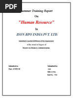 Summer Training Report On "Human Resource" in ISON BPO INDIA PVT. LTD.