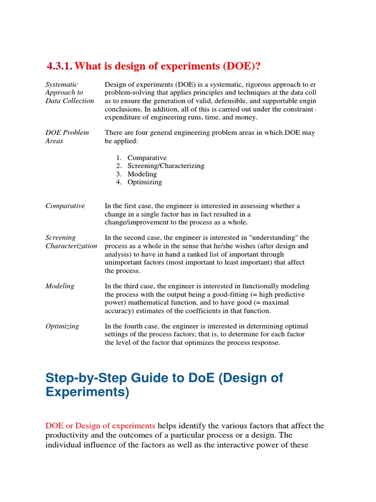 What Is Design Of Experiments Doe Experiment Design Of Experiments