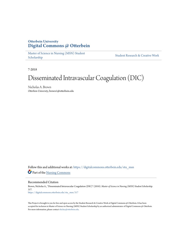 Disseminated Intravascular Coagulation (DIC) | PDF | Coagulation | Platelet
