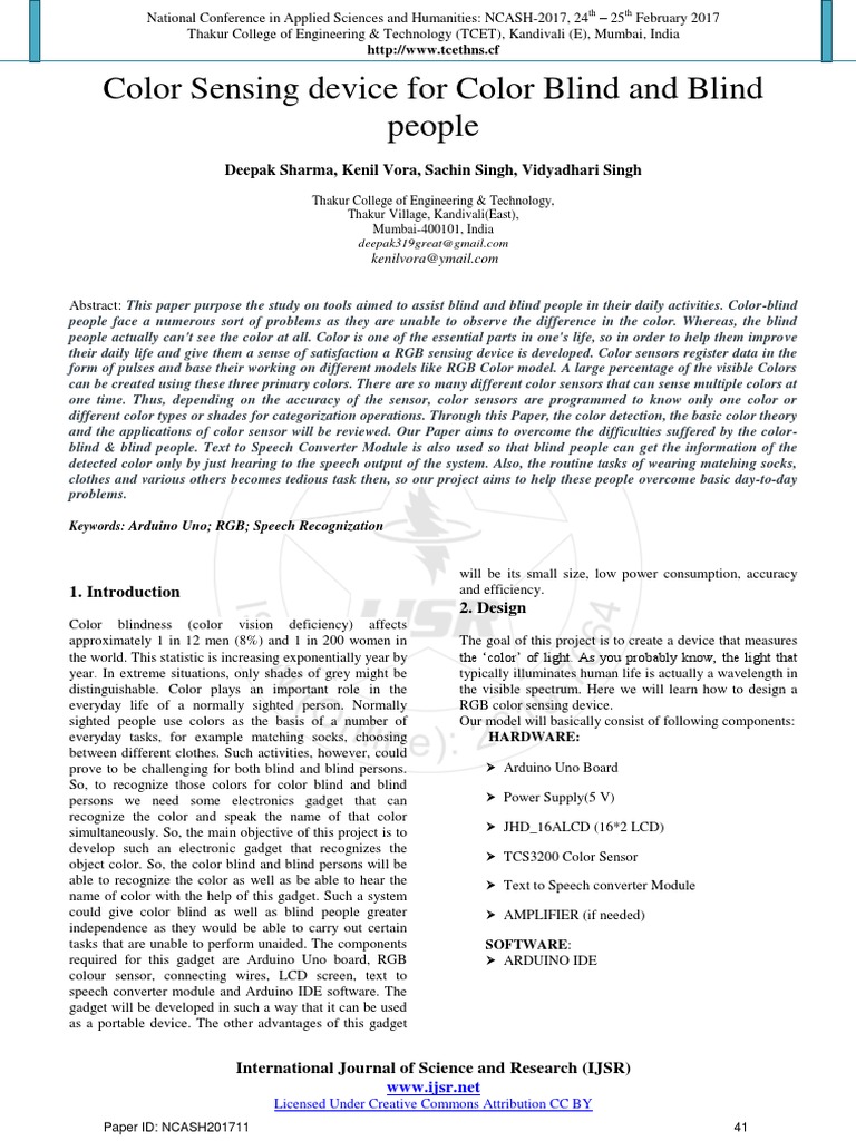 Color Sensing Device for the Blind | PDF | Rgb Color Model | Color