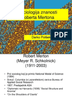 Sociologija Znanosti Roberta Mertona