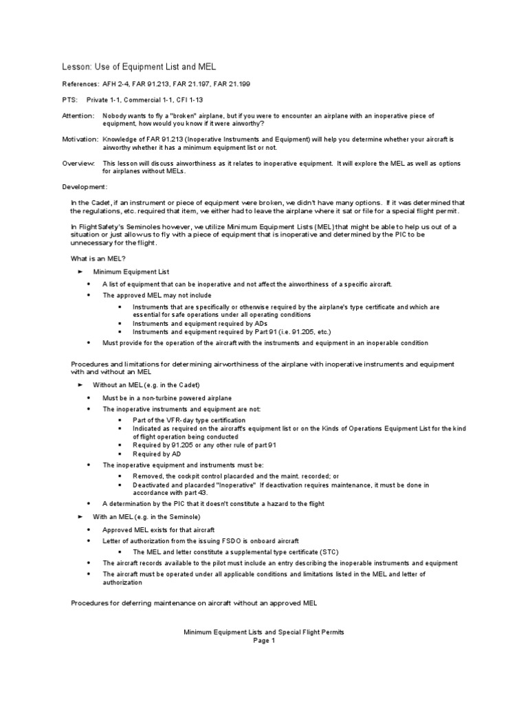 Airworthiness & MEL Procedures | PDF | Technology & Engineering