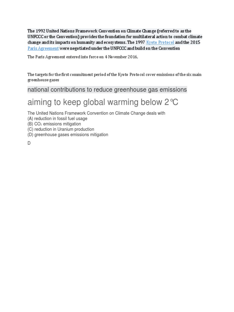 Paris Climate Agreement Points | PDF | Technology & Engineering