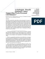 Do Male Psychologists Benefit From Organizational Values Supporting Work-Personal Life Balance?