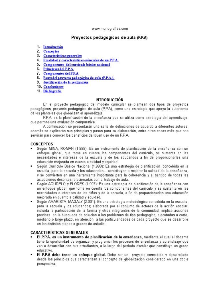 Proyectos Pedagogicos de Aula | PDF | Evaluación | Plan de estudios