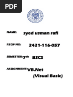 Syed Usman Rafi 2421-116-057 7 Bscs (Visual Basic) : Name