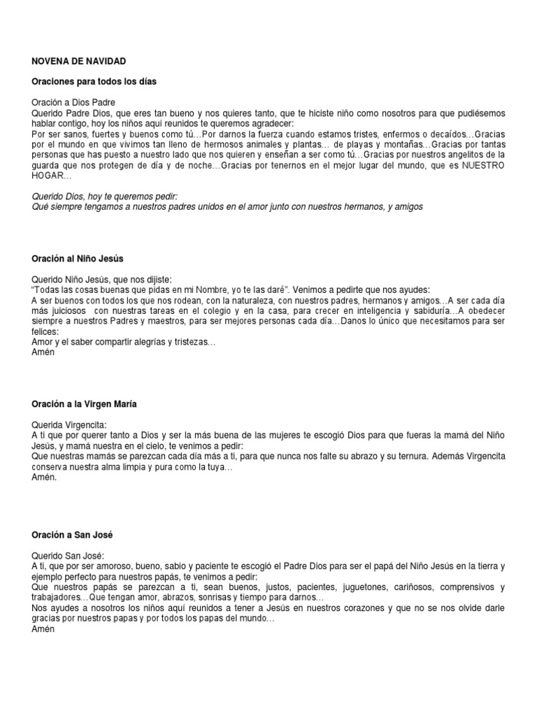 Novena de Navidad PDF Oración María, madre de Jesús