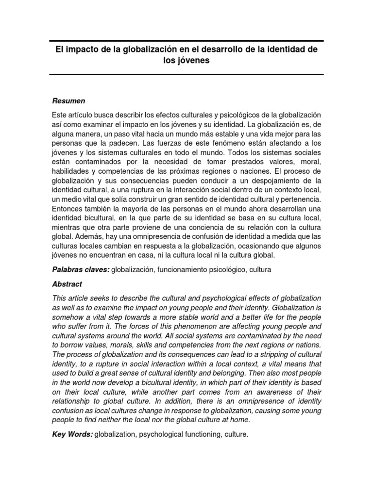 Globalización y la identidad juvenil | PDF | Globalización | Sociedad