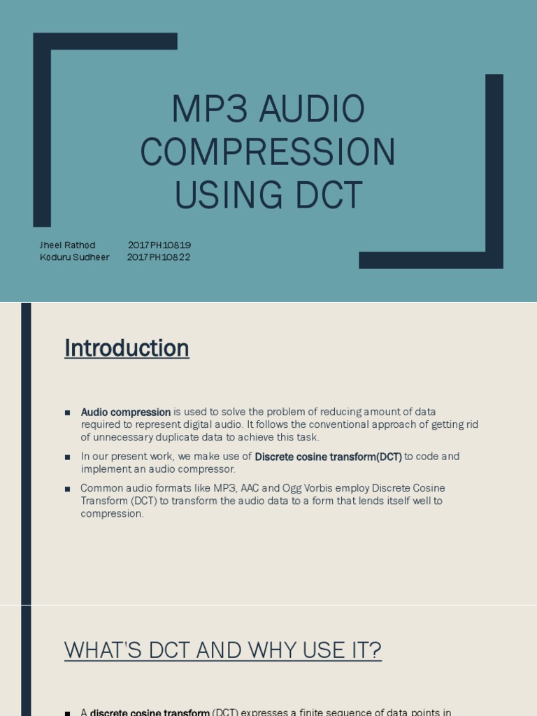 MP3 Audio Compression Using DCT PDF Data Compression Digital Audio