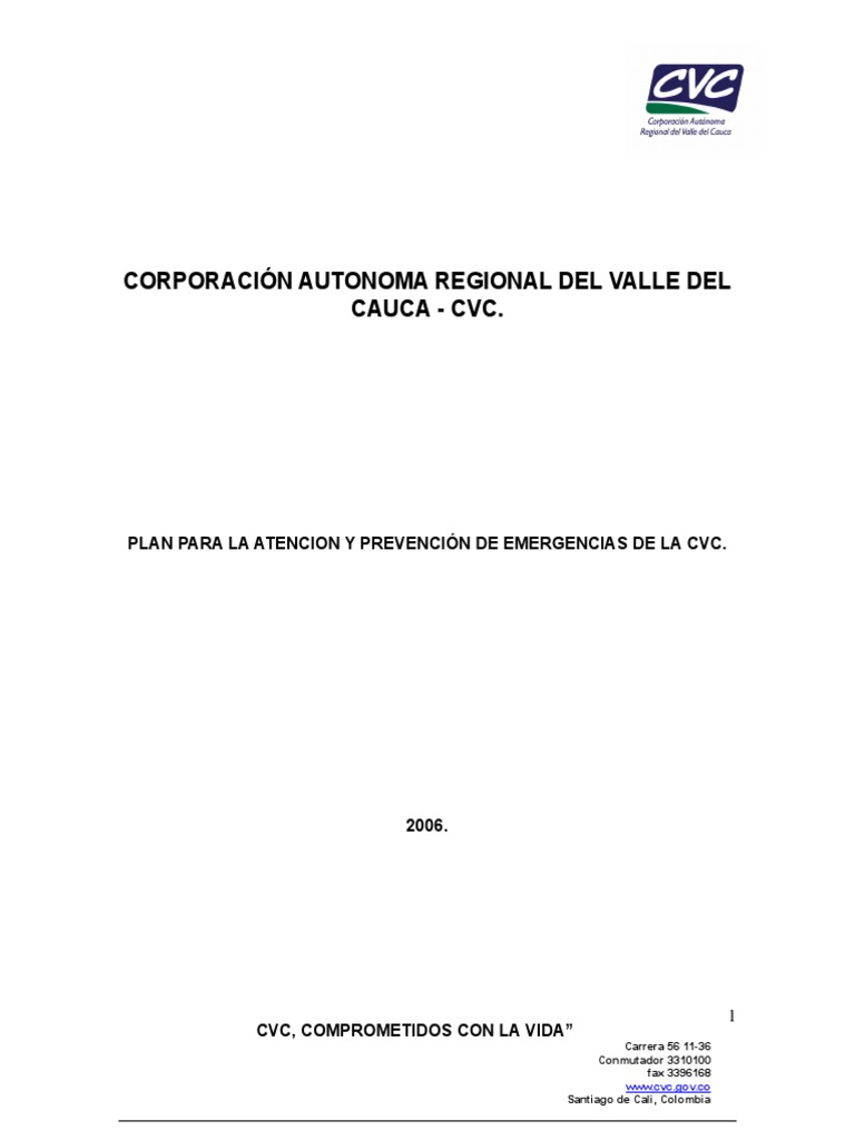 Plan de Emergencias CVC 2006 | PDF | Planificación | Seguridad y salud ...