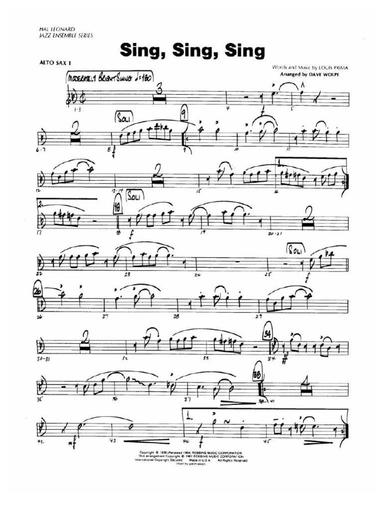 Edoc Pub Louis Prima Sing Sing Sing Partspdf Pdf