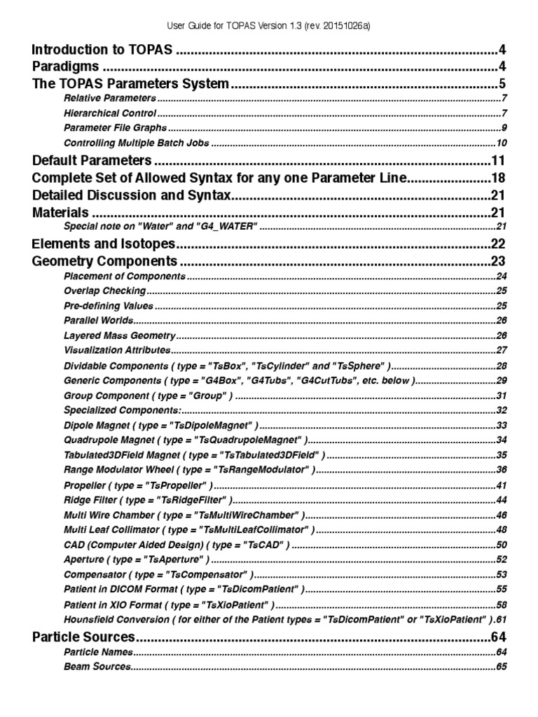 TOPAS UserGuide V1 3 20151026a PDF | PDF | Command Line Interface ...