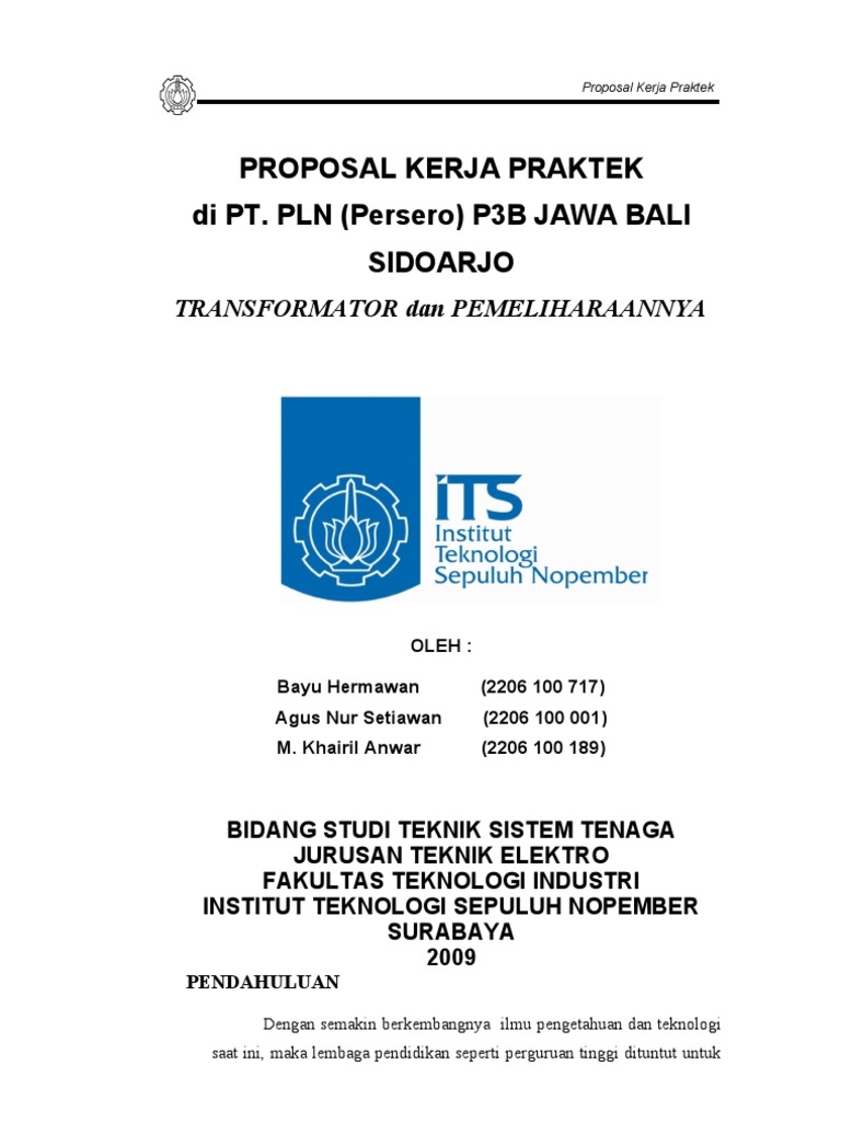 Proposal Kerja Praktek Teknik Elektro