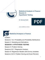 Statistical Analysis in Finance Session 4: Hypothesis Testing