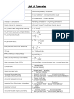 List of Formulas: in PV