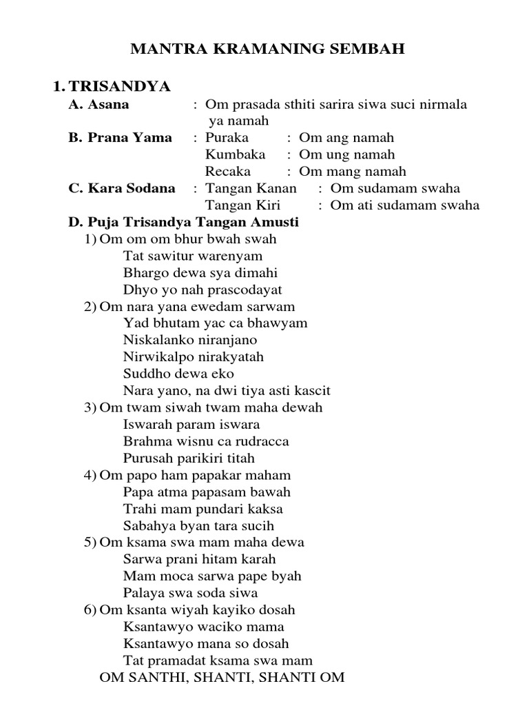 Mantra Kramaning Sembah Hindu Behaviour And Experience Yoga