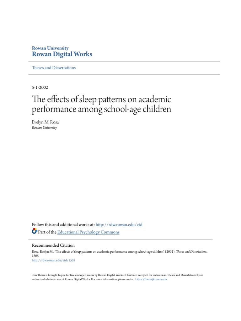 The Effects of Sleep Patterns On Academic Performance Among School-Age ...