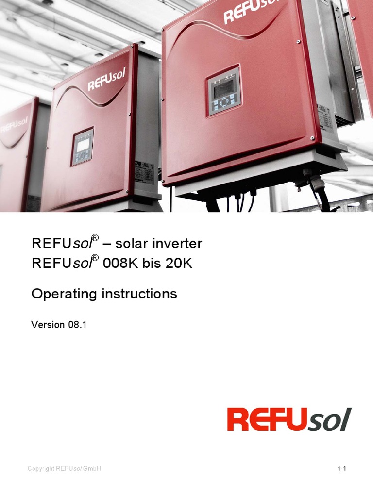 BA REFUsol 008K-020K EN PDF | PDF | Solar Panel | Electrical Connector