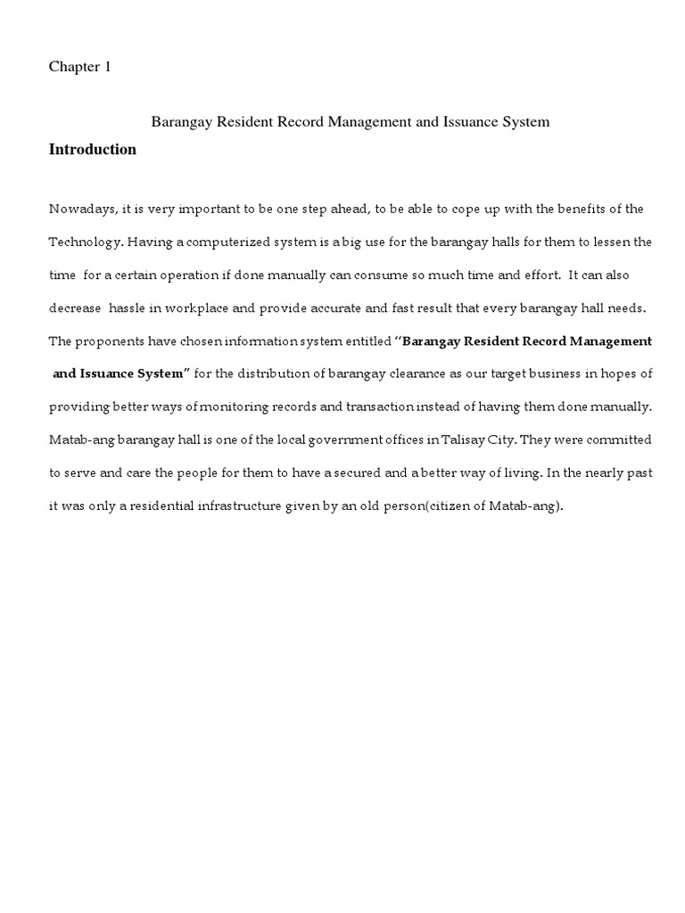 barangay record management system thesis
