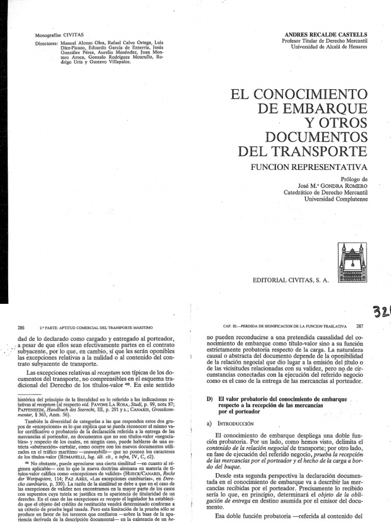 Conocimiento De Embarque Pdf