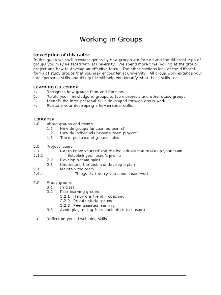 Working in Groups | PDF